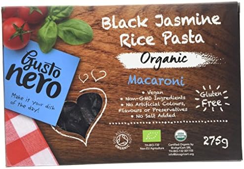 Gusto Nero Organic Black Jasmine Rice Macaroni, 275 g, Pack of 12
