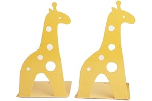 WINTERWORM Serre-livres en fer antidérapant en forme de girafe - 21 cm - Pour enfants, bibliothèque, école, bureau, maison - Jaune