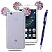 Produktbild Huawei P9 Lite Strass Hülle, Yokata Weiche TPU Silikon Cover Diamant 3D Mouse Ear Design Bling Durchsichtig Schutz Glitzer Clear Klar Transparent Case Cover Back Handytasche + 1 * Stylus Pen + Lanyard Strap x 1