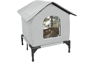 MagiDeal Maison Chat Extérieur, Niche pour Chat Exterieur, Cabane Chat Exterieur Hiver et Pluie, Abri Isolé et Coupe-Vent en Tissu Oxford, Tente Chaude pour Animaux Domestiques Errants, S Grey