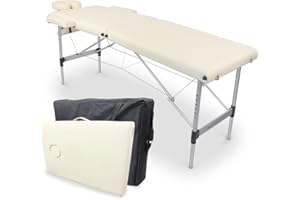 Mobiclinic®, Massage Table, CA-01 Light, Beauty Bed, Lash Bed, Aluminium and Leatherette, European brand, 2 Sections, Physiotherapy Folding Table, Adjustable Height, 73.23 x 23.62 in, Portable, Cream