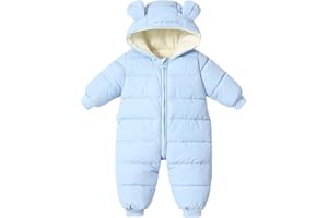 BRONG Bebé Niñas Niños Traje De Nieve Invierno Mameluco Abrigo Recién Nacido Grueso Cremallera Mono Bebé Cortaviento con Capucha Polar Pelele Ropa de Abrigo