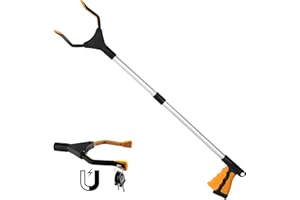 Tosucs Pinza Prensile Pieghevole 82cm con Magnetiche,Raccoglitore di Immondizia,Pinza Morsetto in Gomma per Giardino, Parco, casa, Hotel, Mercato, Punto panoramico, ECC.（Arancia）