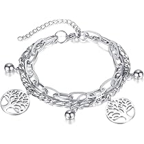 Flongo Bracciale Da Donna Multifili Magnetico In Pelle, Colore Nero E Argento, Chiusura Magnetica, Regolabile