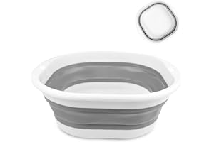 Chiluxendo Waschschüssel, Faltbarer Eimer, Faltbare Wanne, Spülschüssel, Tragbares Waschbecken, Schüssel Spülwanne, Putzeimer Faltbar, Platzsparende Kunststoff-Waschwanne, Falteimer (Grau, 1)