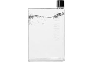 POMUROM Bouteille d'eau plate A6/A5 - 350 ml/480 ml - Anti-fuite - Réutilisable - En plastique transparent - Pour les voyages, l'extérieur, le fitness, le cyclisme, le camping, la randonnée, le cyclisme