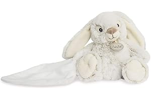 BABY NAT' - Peluche Lapin avec Doudou Mouchoir - 15 cm - Gris - Idée Cadeau Naissance - Doudou Lapin Malow pour Bébé et Enfant - Tout Doux pour les câlins - BN0221