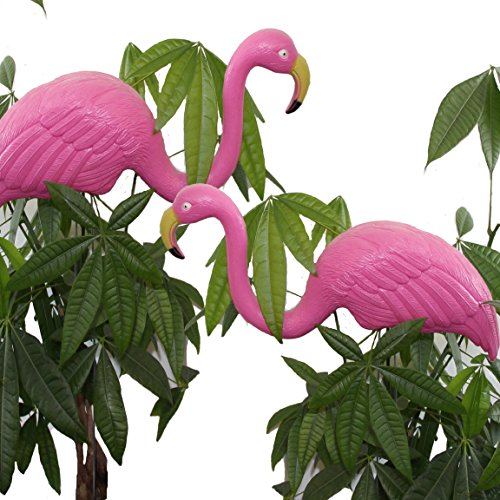 Bada Bing 2er Set Teichfigur Flamingo pink 67 cm Steckfigur Garten Gartendeko Sommer Trend