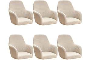 YIJOY Fundas De Sillas Comedor con ​Brazos Funda Silla Oficina 6 Pack Jacquard Elásticas Modernas Cubiertas Butacas Cubiertas Protectoras, para SalónCocina Decor Hogar