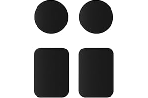 Juspota 4 Piezas Láminas Metálicas para Soporte iman movil Coche, Reemplazo de Placa de Metal Muy Finas Adhesivo Soporte movil Coche magnético - Negro 2 Redondas y 2 Rectangulares