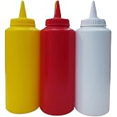 Plastik Sos Şişesi Seti, Kırmızı, Sarı ve Beyaz, Sıkmalı Kapak, 3'l&uuml; Set, Mutfak Kullanımı 500 ml ket&ccedil;ap mayonez hardallık