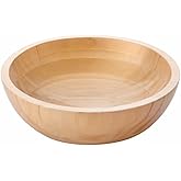 Deconox Natural Bamboo Salad Bowl &ndash; 20cm & 25cm Handmade Deep Wood Serving and Mixing Bowl with Diameter Options | Fruit, Scissors