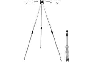 QWORK® Support Trépied pour 4 Cannes à Pêche - Réglable 70-105 cm - Alliage d'Aluminium