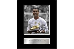 Iconic pics Cristiano Ronaldo signerad monterad fotovisning Real Madrid FC