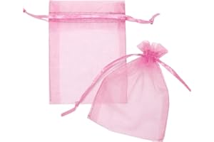LITTLE SNOW DIRECT 10pcs 7x9cm Organza Gift Favour Bags Wedding Jewellery Drawstring Pouches - Rose Pink