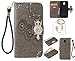 Produktbild für Samsung Galaxy J5 (2017) SM-J530 (5,2 Zoll) PU Diamant Strass Niedlich Eule Leder Silikon Schutzhülle Handy case Book Style Portemonnaie Design für Samsung Galaxy J5 (2017) SM-J530 (5,2 Zoll) + Schlüsselanhänger ( 9OL (5)