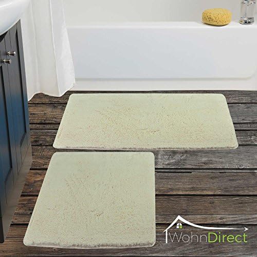 WohnDirect Bath Mat Set - 2 pcs. - – very fluffy – Non slip Anti-slip – Washable – Quick Drying Microfiber Shower Floor Mat