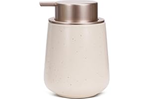 Umlaca Soap Dispenser Ceramic for kitchens,Bathroom Refillable Liquid Hand Soap Dispenser for Lotion,detergent,liquid hand soap12oz (Pockmarked Beige Liquid Soap Dispenser)