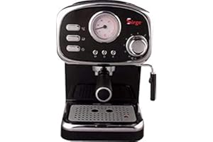 Sirge Machine à expresso et Cappuccino Design rétro - 1100W - 3 filtres - Pompe 15 bar [MADE IN ITALY] - Réservoir d'eau amovible 1,2 L