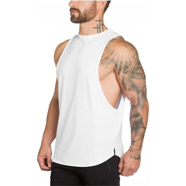 Débardeur Homme Grand échancré En Pur Coton - Sport, Fitness Et Style Décontracté - Sans Manches, Coupe Ajustée