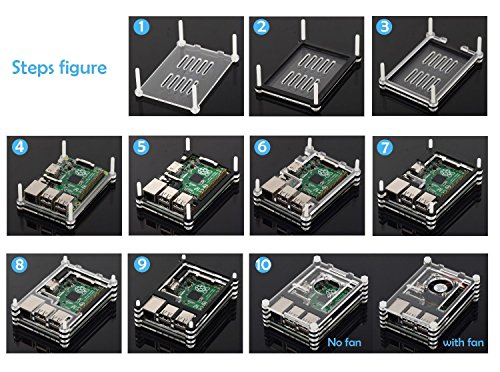 4 en 1 kit profesional para Raspberry Pi 3   Raspberry Pi Modelo B 2  negras en rodajas 9 Capas caja de la caja de refrigeraci  n   cable USB Mini Fan   Micro con giro   encendido  fresco  negro 