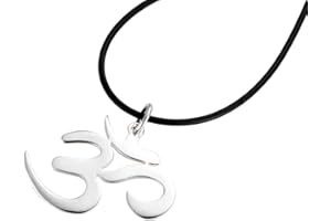 Treasure Bay Beautiful Solid 925 Sterling Silver BIG Om Aum, Om, Ohm Symbol Pendant with Leather Cord