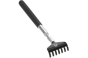 ANSELF Telescópico Back Scratcher Massager Metal Compacto Extensible 5 Sección 20-68cm Negro