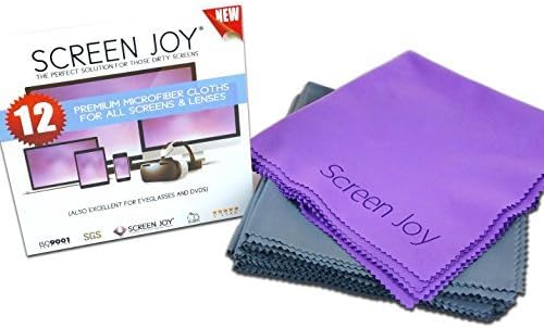 Screen Joy Screen Cleaning Cloths - 12 Large Microfiber Cloths Wonderful for Lenses, Eyeglasses, Flat Screen TVs, Laptops, Tablets, ALL Smartphones and Much More - 12 Pack Large (12x12 inch)