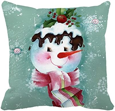 ZiChuangD Merry Christmas Series Snowman Canvas Pillow Case Cover Cushion Case for sofa 18x18 Inch (Two sides)