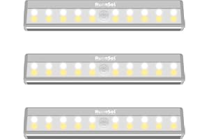 ‎RUNESOL Runesol LED Leiste (3 Stück), Unterbauleuchte, 20 x LED Lichter, LED Schrankbeleuchtung Multipack, Nachtlicht mit Bewegungsmelder für innen, magnetische Küchenunterbauleuchte, Treppenbeleuchtung