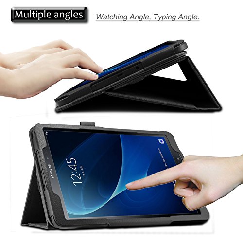 Samsung Galaxy Tab A 10.1 Hülle Case, Infiland Slim Fit Folio PU-lederne dünne Kunstleder Schutzhülle Cover Tasche für Samsung Galaxy Tab A 10.1 Zoll Wi-Fi/ LTE (2016) SM-T580N/SM-T585N Tablet-PC(mit Auto Schlaf / Wach Funktion)(Schwarz) - 4