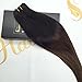 Sunny Dip-Dye Color Hair Extensions #1b Natural Black to #4 Chocolate Brown Remy Ombre Clip in Hair Extensions 120gram Full Set 20inch