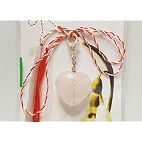 IohanaSchmuck Martisor, Charm, Anhänger aus Edelsteine, Rosenquarz Herz, eigene Herstellung