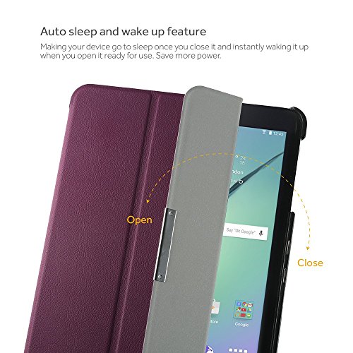 EasyAcc Samsung Galaxy Tab S2 9.7 Hülle Tab S2 NOOK Case Tasche mit Standfunktion Auto Wake up Sleep PU Leder hüllen für Samsung Galaxy Tab S2 (9.7 Wi-Fi SM-T810 / LTE SM-T815) Smart Cover mit Auto Sleep Wake up / Standfunktion (Lila, Kunstleder, Ultra dünn) - 6