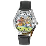 TAPORT® Unisex Uhr Analog Quarzwerk mit Leder Scooby Doo Schwarz Rund