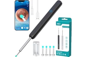 KING BAJ NE3 Ear Cleaner High Precision Ear Wax Removal Tool with Camera LED Light Wireless Otoscope Smart Ear Cleaning Kit (Black/White) (Ne3 White)