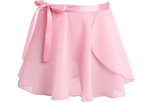 inhzoy Falda de Danza Ballet para Niña Falda Cruzada de Baile Latino Cinturón de Lazo Falda de Baile Patinaje Artístico Traje de Bailarina Dancewear