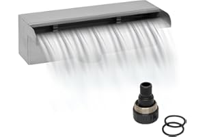 Woodside Stainless Steel Waterfall Fountain, Pond/Pool Rectangular Cascade Water Feature, 30cm
