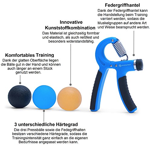 Premium Handmuskeltrainer „Strong Grip“ von Sportastisch :: 3 hochwertige Stressbälle im Set:: einstellbare Fingerhantel :: in geprüfter Qualität :: verschiedene Härtegrade der Schaumstoffbälle bis 20 kg :: ideal für Kletterer, Bodybuilder, bei Stress, Rheuma oder nach Schlaganfall:: optimal als Handtrainer, Unterarmtrainer, Fingertrainer, Handgelenk trainer :: Durchmesser 5cm, auch für Kinder geeignet :: BONUS E-book „Handtraining“ :: inklusive 3 Jahren Sportastisch Produktgarantie - 2