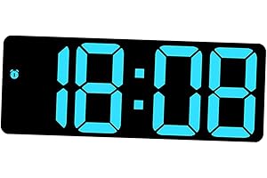Fonowx Horloge Murale numérique Réveil LED à intensité Variable avec Date et température pour l'apprentissage à Domicile, Bleu