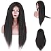 Produktbild StylistLee 130% Density Kinky Yaki Straight Glueless Full Lace Wigs Free Part 8A Brazilian Virgin Human Hair Natural Hairline Bleached Knot Wigs For Women(10" nature color)
