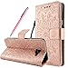 Produktbild Fraelc® Samsung Galaxy A3 2016 Hülle Premium Kunstleder Tasche im Bookstyle Klapphülle mit Weiche Silikon Handyhalter Lederhülle für Samsung Galaxy A3 (2016) Indische Sonne Design Brieftasche - Rose Gold