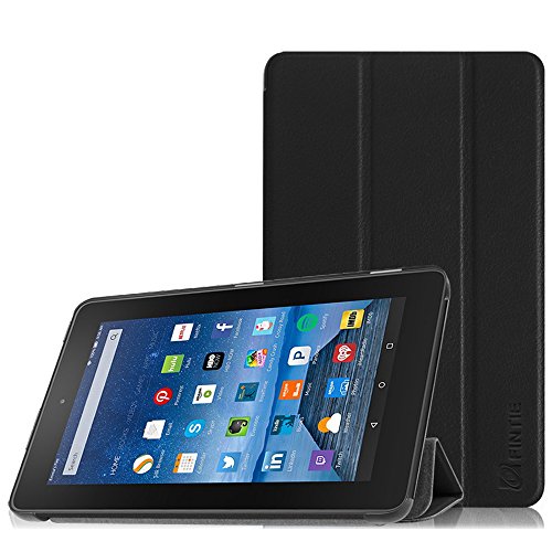 Fintie Fire 7 2015 Hülle - Ultra Slim Lightweight Schutzhülle Tasche Smart Shell Case mit Standfunktion für Amazon Fire 7 Zoll (5. Generation - 2015 Modell) Tablet, Schwarz
