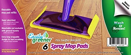 6pack of EZ Green Pads Washable, Reusable, SUPER Absorbent Mop Pad Refills for Swiffer WetJet (Yellow)
