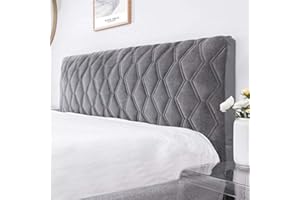 uyeoco Bed Headboard Cover/Headboard Cover Double Bed Beige Padded Elastic Cover Protector, Dust Cover European Cotton Cover Thicken For Bedroom Decoration (Color : Grey, Size : 140cm(55"))