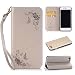 Produktbild Nancen Apple iPhone 7 (4,7 Zoll) Handyhülle, Luxus Leicht khaki Prägung Schmetterling und Blume Muster Flip Case PU Leder Tasche Ledertasche Etui Protective Schale Bookstyle Schutzhülle mit Standfunktion und Invisible Magnetverschluss