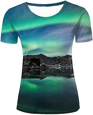 qianyishop Womens 3D Print Charming Aurora Graphic Summer Casual Short Sleeve T Shirts Fashion Couple Tees L