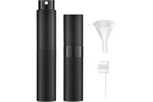 KU Porta Profumo da Viaggio, 2 Pezzi Portaprofumo da Viaggio Ricaricabile, Mini Atomizzatore Profumo 8ml, Boccette Profumi Vuoti, Spruzzino Nebulizzatore per Profumo per On the Go(Nero) ﻿