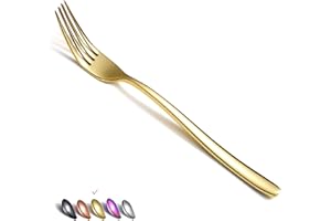 HOMQUEN Tenedores De Mesa Dorados 6 Piezas Acero Inoxidable Tenedores De 8 Pulgadas Juego De Cubiertos Tenedores De Postre Tenedores De Mesa Tenedores De Ensalada Para El Hogar Cocina O Restaurante