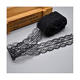 Technik: bestickt 10 Meter Spitzenband 45 mm breit Spitzenbesatz Spitzenbesatz weiß bestickt Spitzenbesatz zum Nähen DIY Schmuck Schwarz